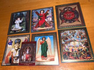 RUSSIAN CHRISTIAN ICONS Bulk of 7 Lithography Eye Of God,  Guardian Angel 2