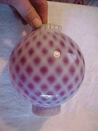 Victorian Fenton Diamond Quilted Pink Opalescent Glass Kerosene Oil Lamp Shade