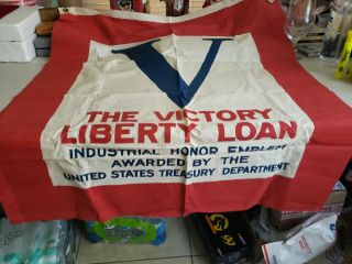 V The Victory Liberty Loan Linen Flag World War 1 Wwi 1914 - 1918