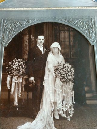 Vintage Antique Black And White Wedding Photo Old Buffalo NY Fancy Dress 2