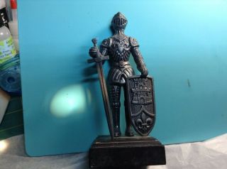 Knight Suit Of Armor Sword And Shield Figurine Statue Metal 4.  75 " On Base