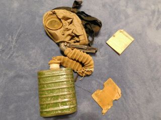 Ww1 World War 1 Us Army Gas Mask Canco & Instructions