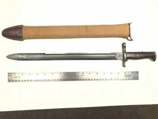 Springfield 1903 Bayonet Dated 1918 With Canvas Scabbard Very Fine