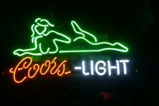 Coors Light Girl Nude Beer Neon Sign 18 " X12 " - Ex Cond