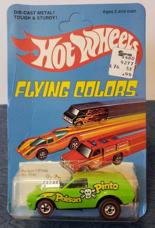Vintage 1975 Mattel Hot Wheels Redline Flying Colors Poison Pinto Ford On Card