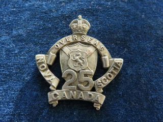Orig Ww1 Officers Cap Badge " 25th Battalion - Victoria Rifles " Jr Gaunt