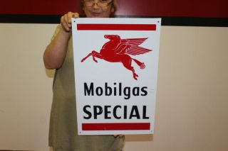 Mobil Mobilgas Special Gasoline Pegasus Gas Station 21 " Metal Sign