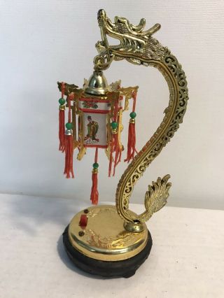 Miniature Chinese Dragon Lamp W Palace Hanging Lantern W/geisha Girls Souvenir