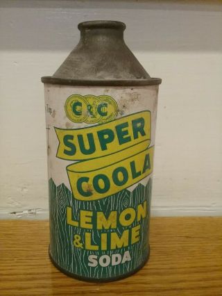 Vintage C&c Coola Cone Top Soda Can Lemon & Lime Soda
