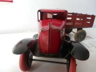 1930 ' s Girard,  Marx tractor and stake trailer pressed steel 3