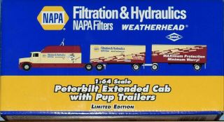 Ertl Napa Peterbilt Extended Cab W/pup Trailers Napa Filters 1/64