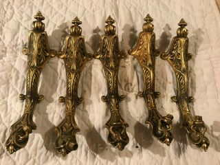 5 Large Solid Brass 8 3/4 " Art Deco Salvaged Chandelier Arm Parts,  S/h