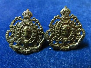 Rare Orig Pre Ww1 " Rnwmp " Collar Badges Royal North West Mounted Police