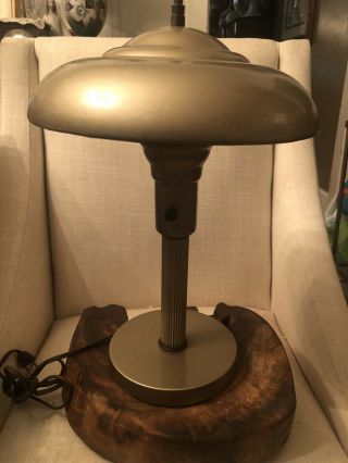 1940s - 50s Mid Century Modern Vintage Flying Saucer Ufo Desk Table Lamp 15” Tall