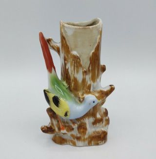 Vintage Porcelain Colorful Bird Hand Painted Japan Bud Vase