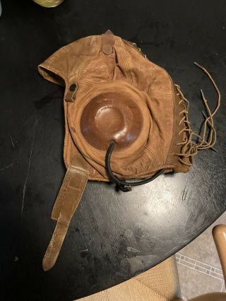 Wwi Western Electric Leather Flight Aviation No 1 - A Helmet With Headphones
