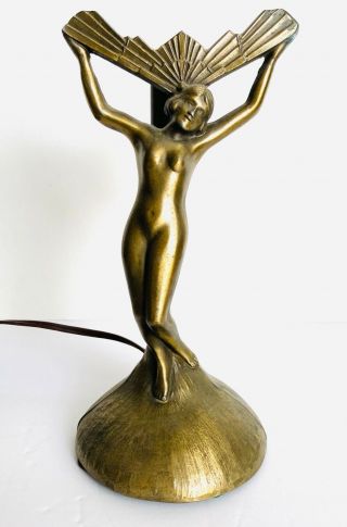 Vintage Art Deco Nude Lady Metal Cast Lamp Nude L&l Wmc (loevsky & Loevsky
