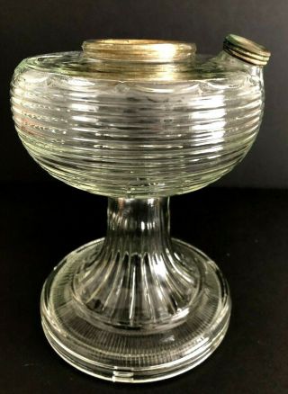 Vintage Heavy Clear Glass Kerosene Oil Lamp,  Base Only 8.  75 " Tall