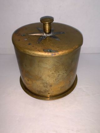 Vintage World War I Trench Art Humidor Or Container With Lid From Shell