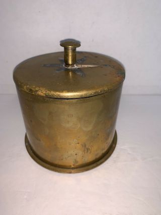 Vintage World War I Trench Art Humidor or Container With Lid from Shell 3