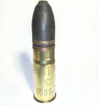 Ww1 Trench Art 37 - 85 French Artillery Shell 1917 With Picture Of Soldier.