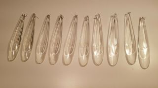 10 Vintage Large Glass Teardrop Chandelier Crystals Art Deco
