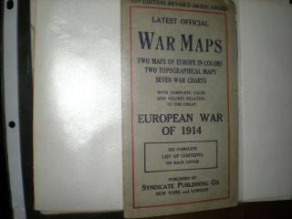 Ww1 Map War [2] Maps Multifold [1] 28x22 [1] 17x18 Open,  Printed 1914