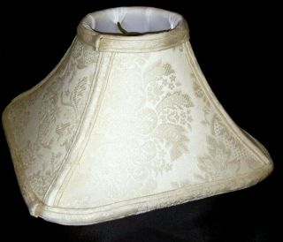 Vintage F.  Cooper Lamp Shade Cream Beige Floral Fabric Unique Wide Square Bell