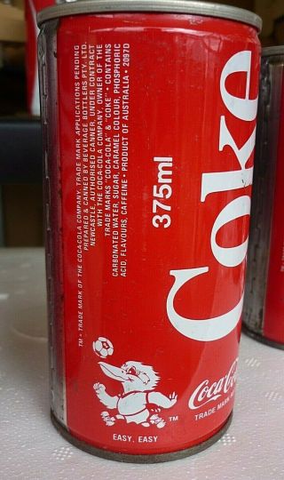 Collectable Coca Cola Cans: Kickaburra Youth World Cup Soccer: Easy Easy