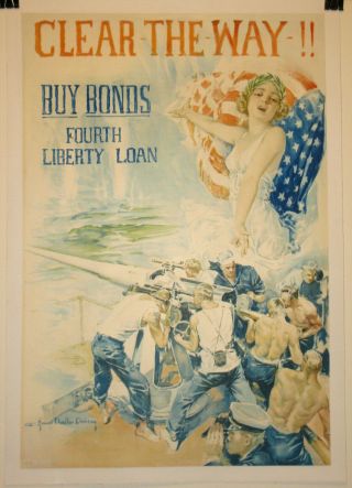Liberty Loan Poster Linen First World War I Ww1 Wwi 1918 Howard Christy