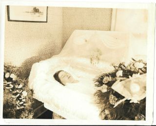 Vintage Post Mortem Photograph Lady In Open Casket