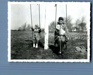Black & White Photo J_7154 Pretty Woman Sitting On Swing With Dog,  Girl On Swing