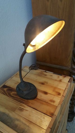 Vintage Eagle Gooseneck Desk Lamp Cast Iron Base Art Deco Industrial Steam Punk