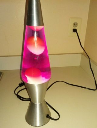Vintage Lava Lite Lamp 17 " Tall Pink / Purple Liquid Lava Perfect