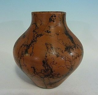 Signed Jmsn Navajo Native American Small Size Terracotta Horse Hair Pottery
