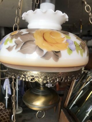 Vintage Hanging Ceiling Hurricane Lamp With Chimney Mid Century Hanngs Anywhere