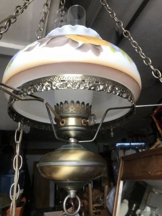 Vintage Hanging Ceiling Hurricane Lamp with Chimney Mid Century Hanngs Anywhere 3