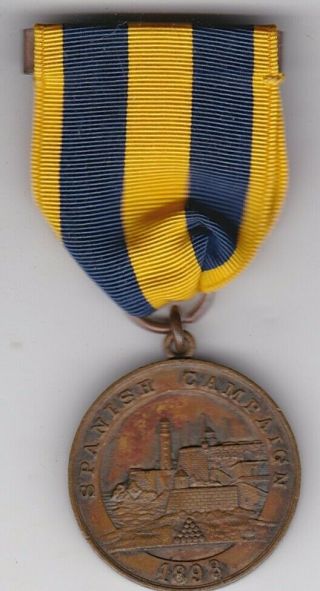 Us Navy Pre Wwi 1898 Spanish Campaign Medal 3 Ring Type No Number War With Spain