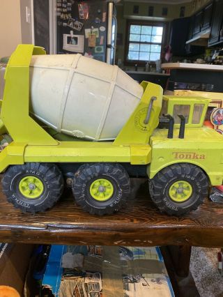 1970s Mighty Tonka Ready Mixer Cement Truck 3950 Lime Green Tandem Axle