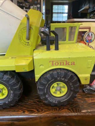 1970s Mighty Tonka Ready Mixer Cement Truck 3950 Lime Green Tandem Axle 2