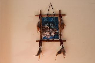 Wolf Wolves Paw Print Indian Wood Framed Picture