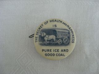 Antique Celluloid Advertising Tape Measure Pure Ice And Good Coal Ice Wagon