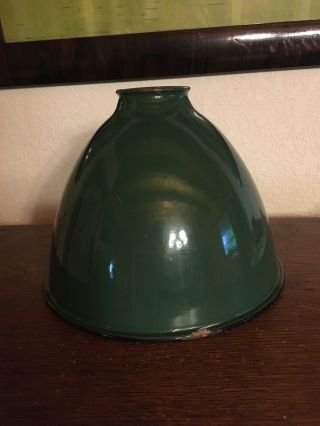 Vintage Green Porcelain Enamel Light Shade Gas Station Barn