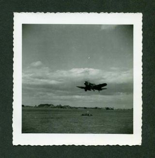Unusual Vintage Photo Wwii Fighter Airplane Flying Motion Open Sky View 388119