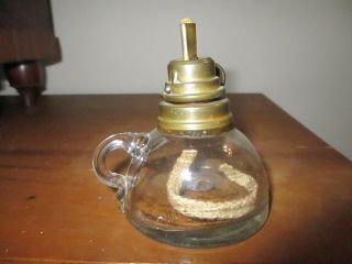Extra Small Miniature Finger Oil Lamp Child ' s Toy?? Hand Blown Antique Ca.  1860 3