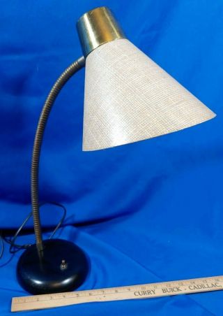 Huge Mid Century Modern Desk Lamp Fiberglass Shade Vtg Brass Cast Base 24 "