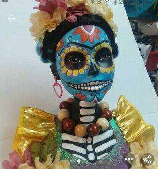 Day Of The Dead Hand Painted Barbie Styling Head 2