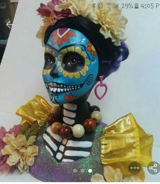 Day Of The Dead Hand Painted Barbie Styling Head 3