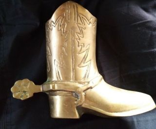 Vintage Brass Cowboy Boot With Spur