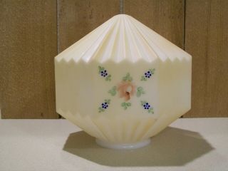 Vintage Octagon Shape Glass Lamp Ceiling Globe Shade Hand Painted Floral 9 " T